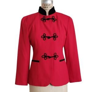 Preston & York 80s 90s red peter pan collar blazer jacket size 8